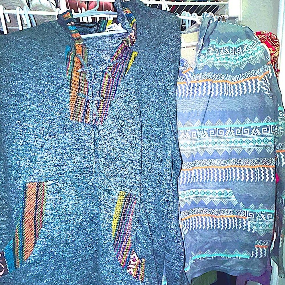 2 Gray Native sweaters
